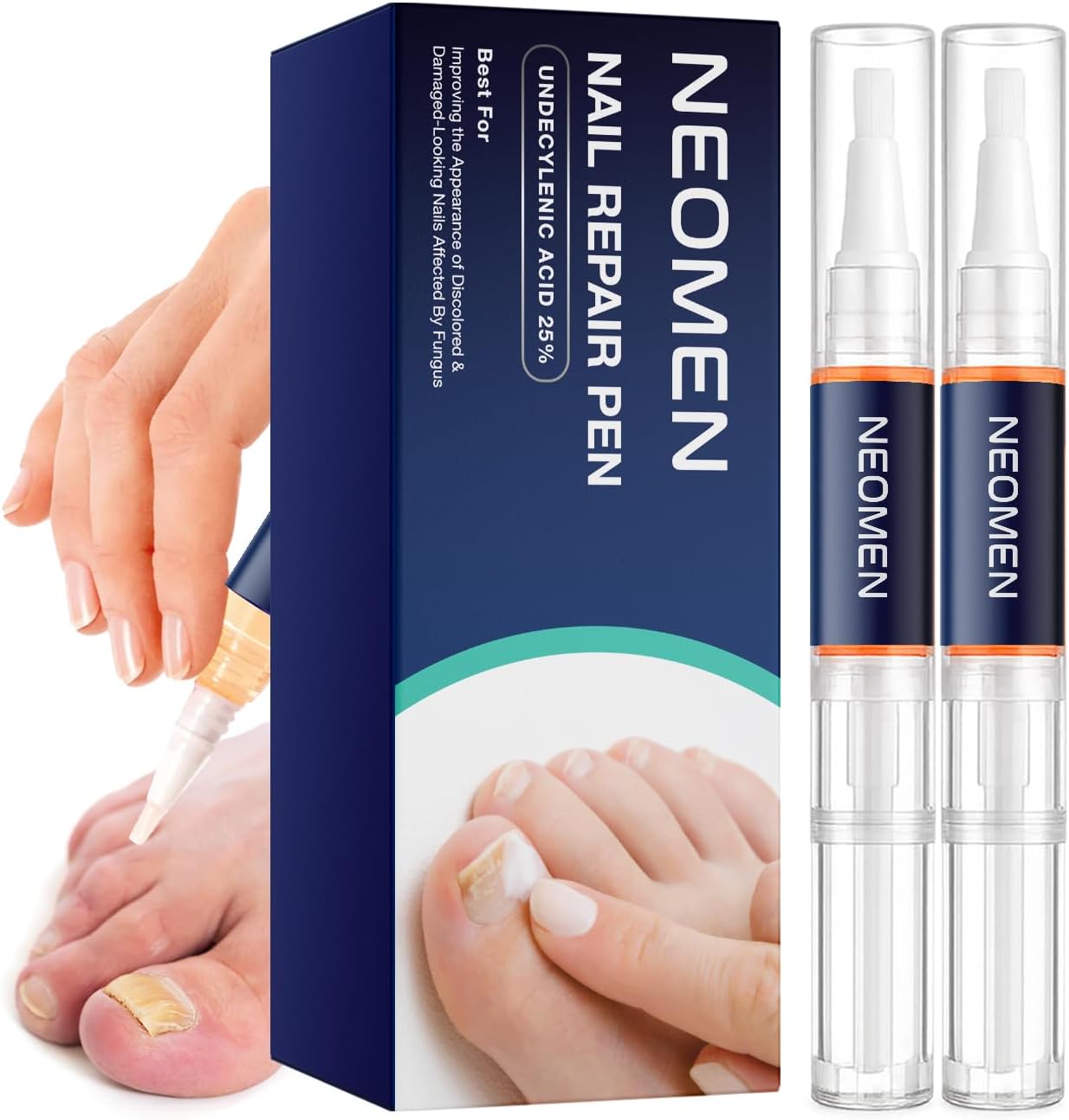 Neomen Nail Renewal Pen for Discolored, Damaged Nails – Toenails & Fingernails, 2 Count