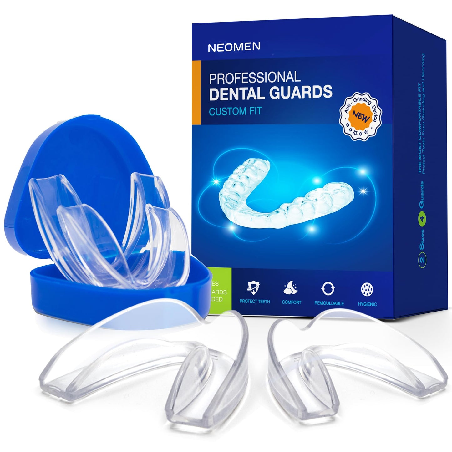 Night Guards For Teeth Grinding, Teeth Grinding Mouth Guard For Sleep, Mouth Guard for Clenching Teeth at Night, Mouth Guard for Bruxism and Teeth Clenching, NOT For Tmj - 4 Pcs