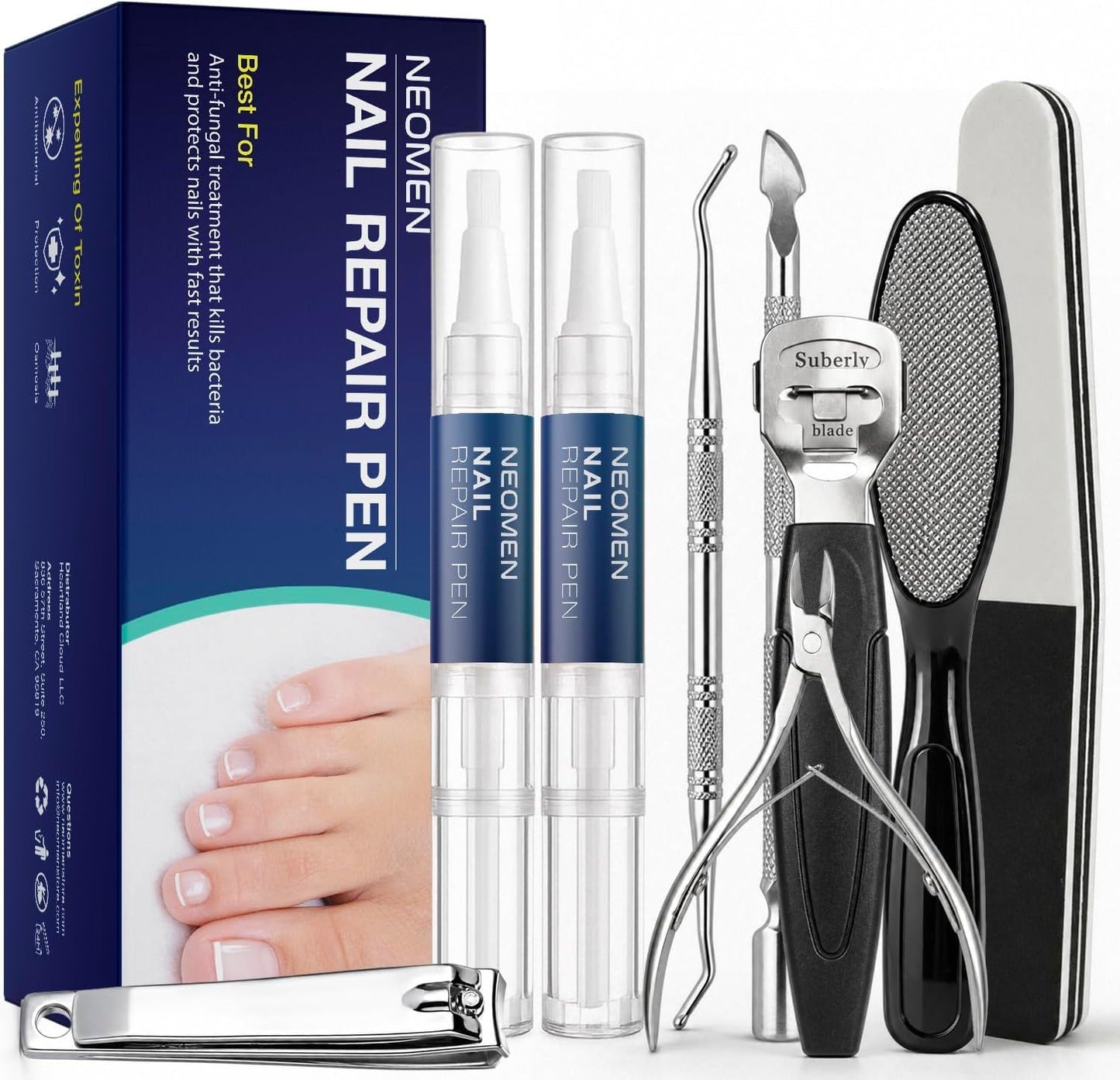 Neomen Nail Renewal Pen & Nail Tools Kit – Daily Care for Discolored, Damaged Nails, 2 Pens + Clipper Set