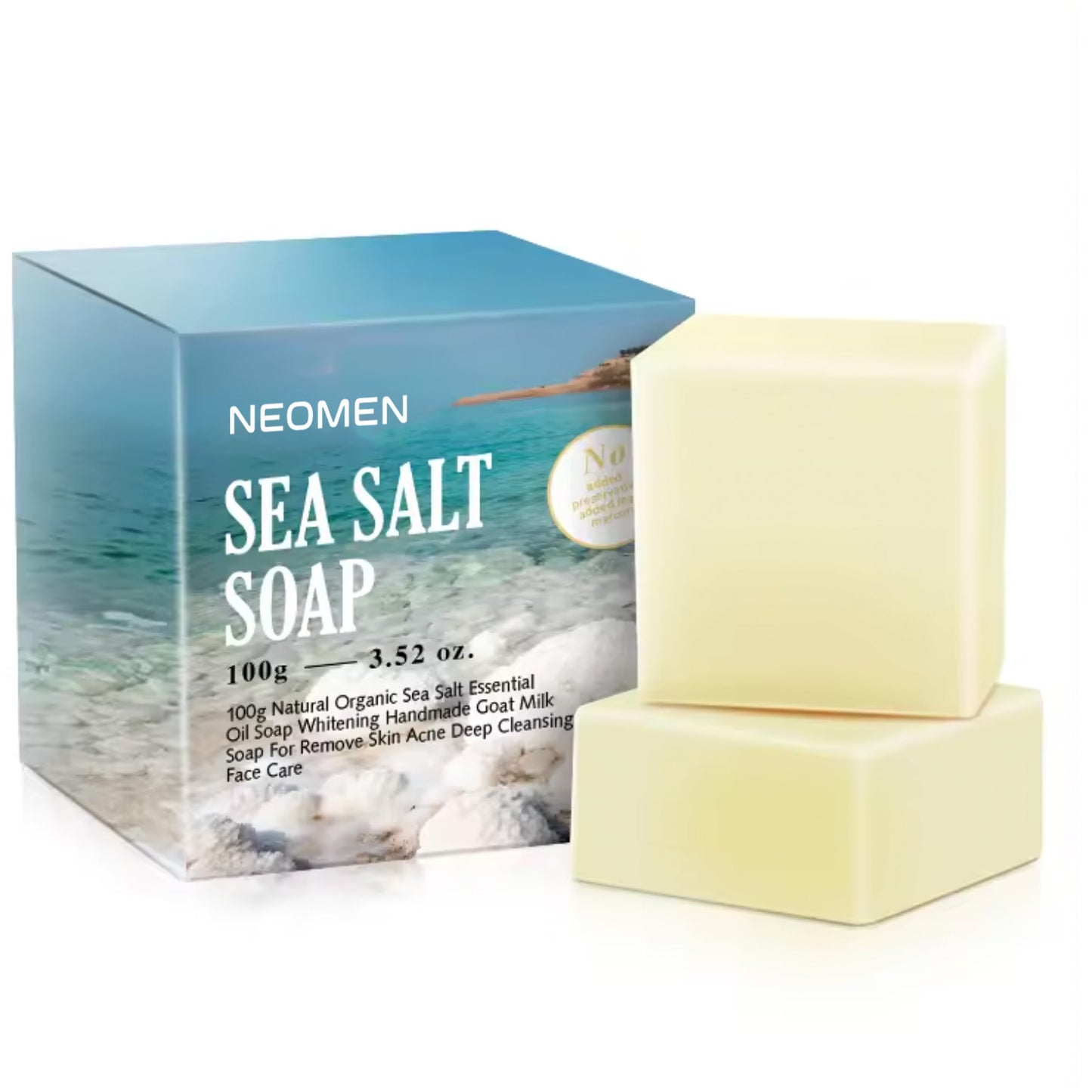 Sea Salt Soap Whitening Moisturizing Natural Milk Sea Salt Soap Remove Mites Pimple Pores Acne Treatment Face Care Foaming Net