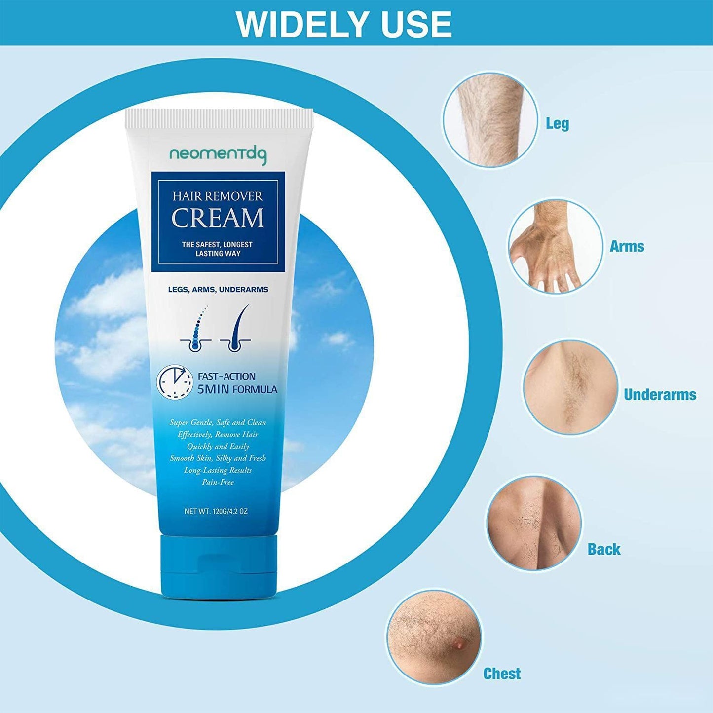 Hair Removal Cream, Depilatory Cream for Men - 4.2 Oz